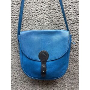 Francois Marot Paris Women's Genuine Lizard Leather Crossbody Bag Pantone Blue